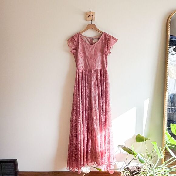 Mia Joy Girls Short Sleeve Lace Gown Size 14 - Picture 1 of 5